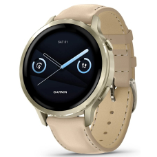 Garmin Venu 4 - 41 mm Lunar Gold with Bone Silicone Band and Light Sand Leather Band (010-03013-03)